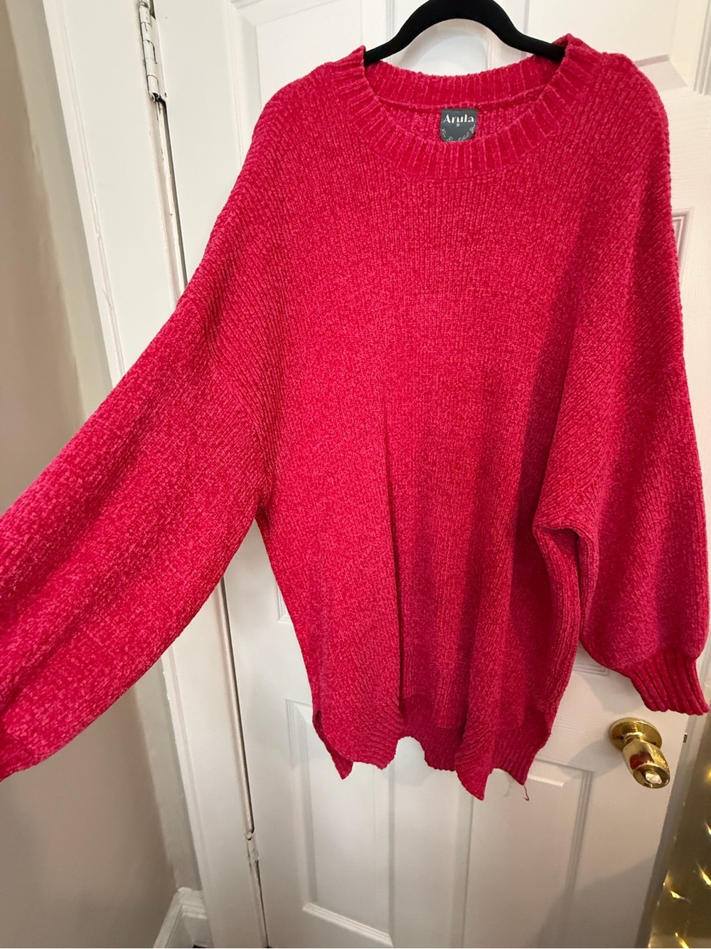 ARULA Hot Pink Crewneck Knit Sweater